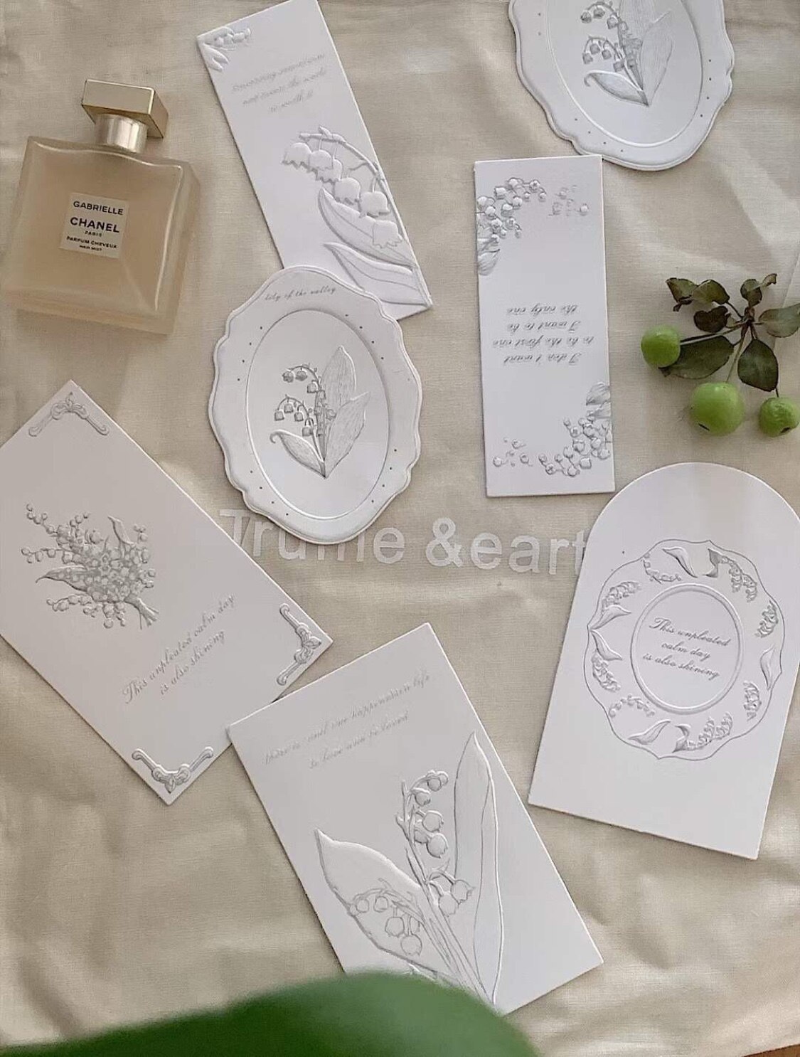 Marcapáginas de lirio del valle, tarjetas en relieve, accesorios de oficina, decoración de papelería linda, tarjetas de felicitación, papelería