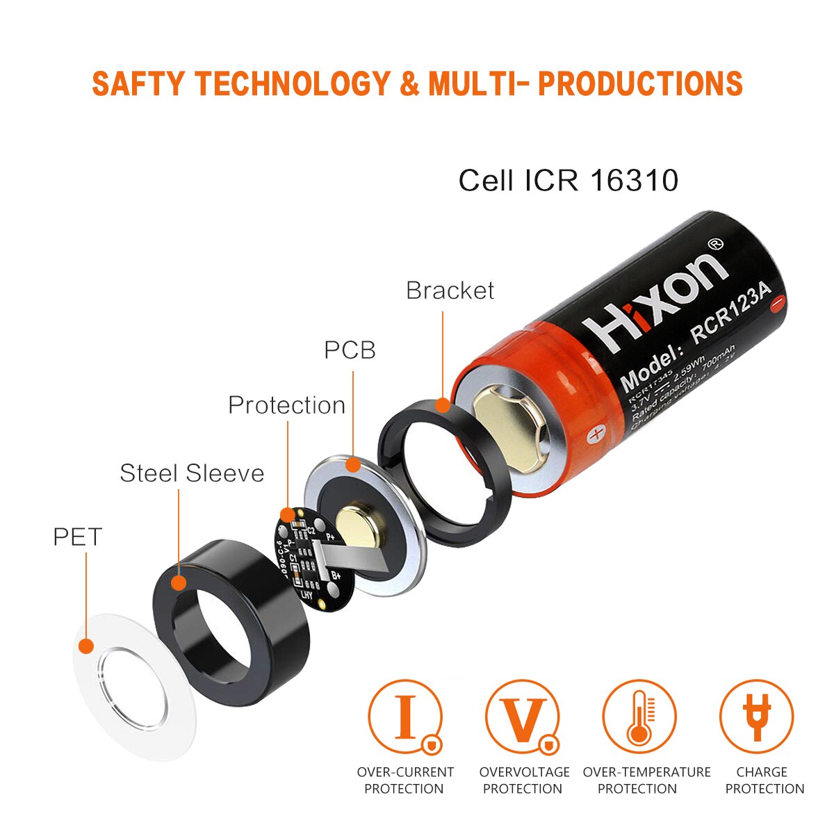 Hixon – batterie Rechargeable pour caméra Arlo HD et Reolink argus 700 V, 12 pièces, RCR123a, 16340 mAh, 3.7
