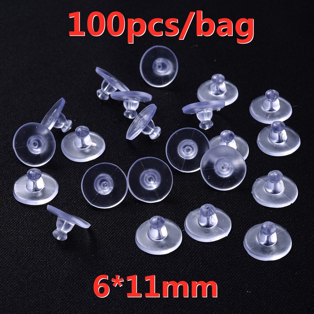 iYOE 500pcs Transparent Soft Silicone Rubber Earring Back Ear Stopper Clasp For Making Earring DIY Jewelry Findings: 6x11mm
