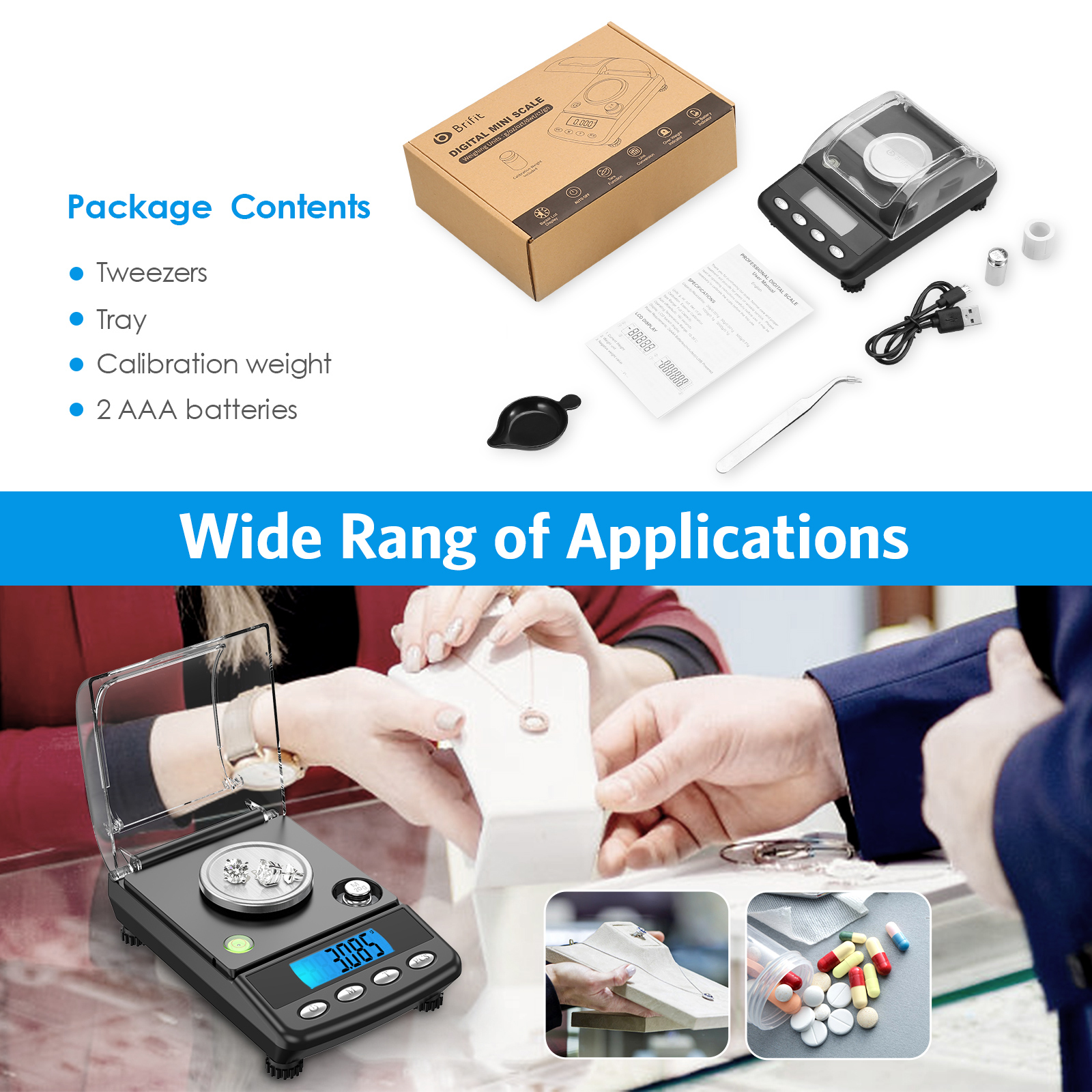 Báscula de miligramos de alta precisión de 20g, balanza electrónica de joyería de 0,001g, balanza de bolsillo Digital, balanza electrónica