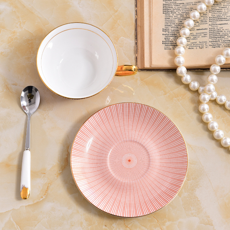 GLLead China Keramische Kopje Koffie Bone China Thee Kopjes En Schoteltjes Set Ontbijt Melk Theekopje Porselein 200 ml Drinkware