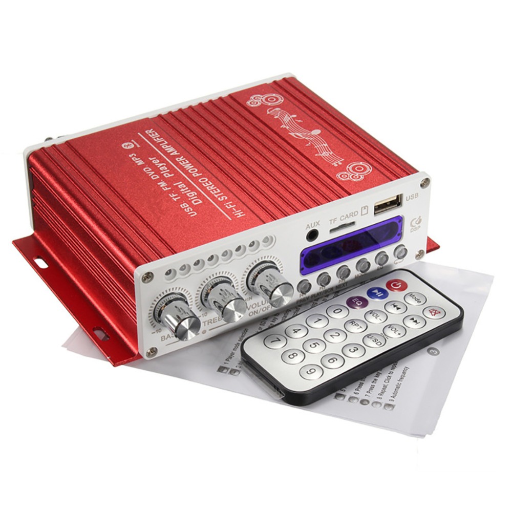 Rood 12V Digitale Mini Bluetooth HiFi Stereo Auto Audio Versterker AMP MP3 Speler Voor Auto Thuis Auto Interieur Accessoires