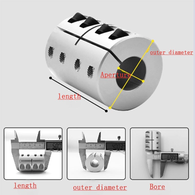 1pc 5/6/6.35/8/10/12mm Aluminum Flexible Shaft Coupler clamping Rigid Coupling Motor Connector D25 L40