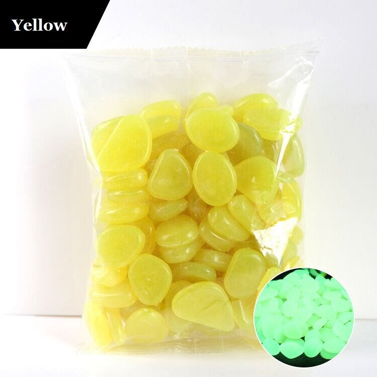 Piedras que brillan en la oscuridad para decoración de jardín, guijarros decorativos brillantes para exteriores, piedras luminosas para acuario, 20 Uds.: Amarillo