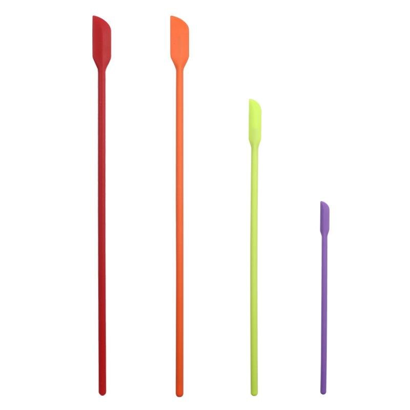 Kapmore 4Pcs Kitchen Spatula Mini Long Thin Baking Spatula Jar Scraper DIY Baking Tools Accessories Cake Tools: Multicolor