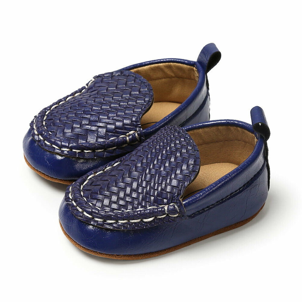 Baby First Walkers Kid Boy Girl Casual Loafer Flat Shoe Casual Baby Walk Trainner Boat Peas Shoes PU Solid Anti Slip Shoes