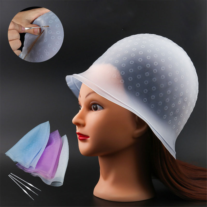 Gorro de silicona reutilizable para tinte, para el Color del cabello, destacando la peluquería con aguja M88
