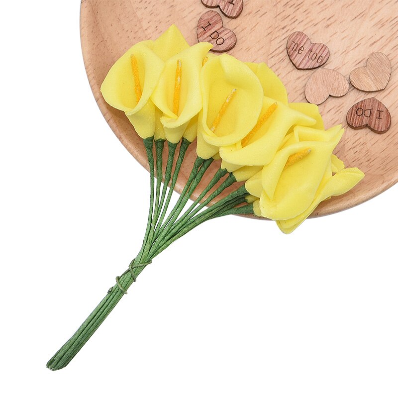 144 Stuks Mini Schuim Calla Lelie Kunstbloemen Boeket Voor Bruiloft Decoratie Home Decor Handgemaakte Cadeau Taart Kaart Bloemen Ambachten: L08 yellow