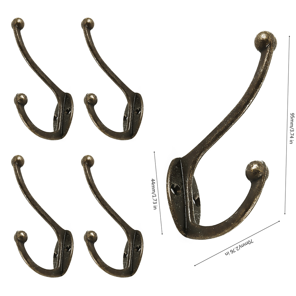 Ganchos Retro de bronce para colgar en la pared, perchero de doble punta, colgador de ropa, ganchos para puerta, bata, llaves, sombrero, ganchos para toallas de baño, 5/10 Uds.: Blanco