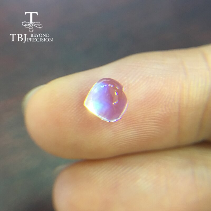 Tbj, índia natural boa qualidade azul fogo moonstone forma do coração 6mm 1.25ct por peça para jóias diy