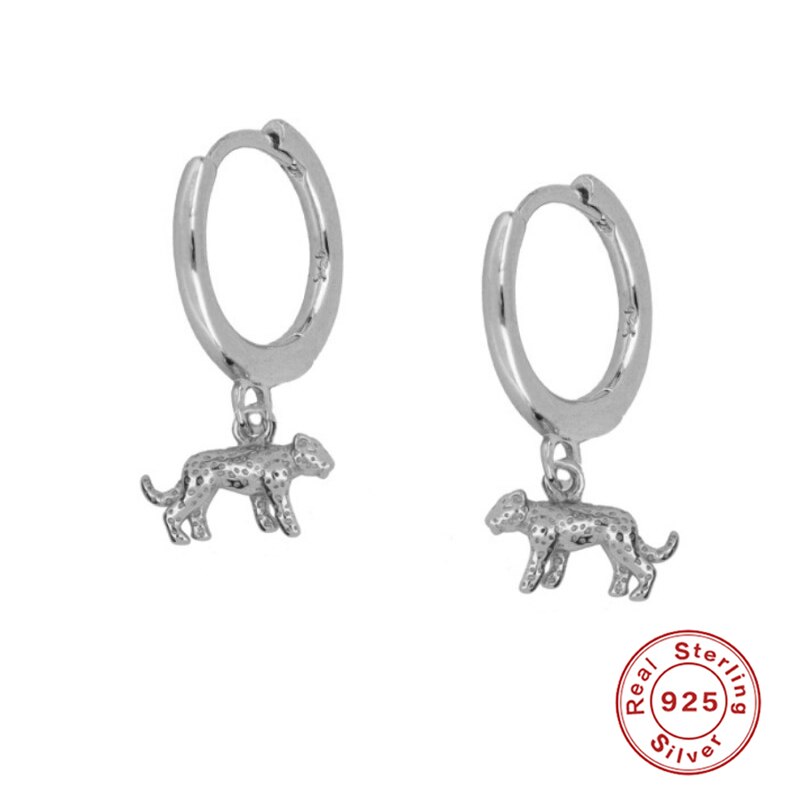 Pendientes ROXI de aro de guepardo animales para mujeres, hombres, , de cumpleaños, cartílago arete de plata 925, joyería, Pendientes
