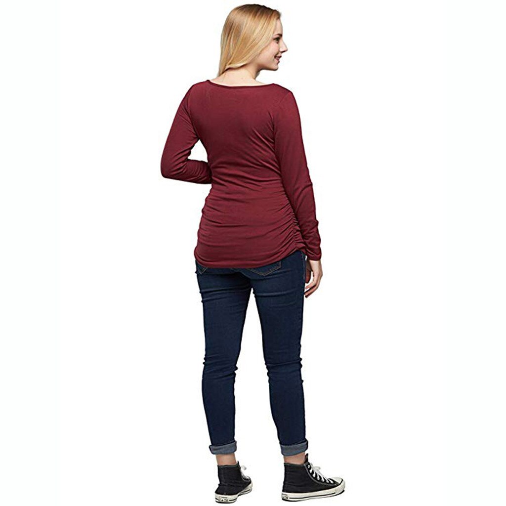 Materho vêtements de maternité flatteur côté fronces Grossesse maternité Blouse allaitement vêtements Ropa Embarazada Grossesse