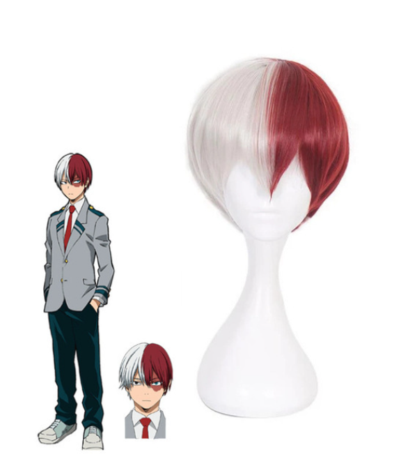 My Hero Academia Anime Midoriya Izuku Cosplay Costume Todoroki Shoto School Uniform Set Wig Suit Unisex Halloween Role Play: XXL / Khaki