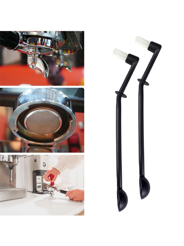 2 in 1 kaffebryggarborste nylon espressokvarnar borstar kaffesked maskin grupphuvud köksredskap