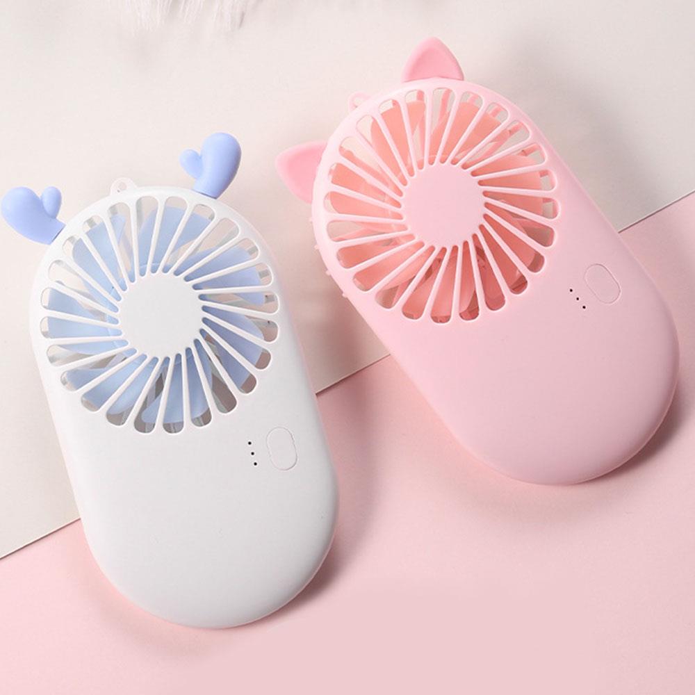 Electric Fan USB Charging Plastic Handheld Fan Ultrathin Rechargeable Battery Travel Cartoon Pocket Fan Student 3 Speed