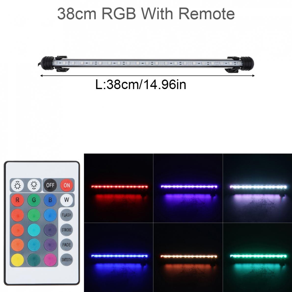 Submersible Light 18-62CM Aquarium Fish Tank LED Light 5050 SMD RGB Submersible Waterproof Strip Light with Remote Control: 38 cm