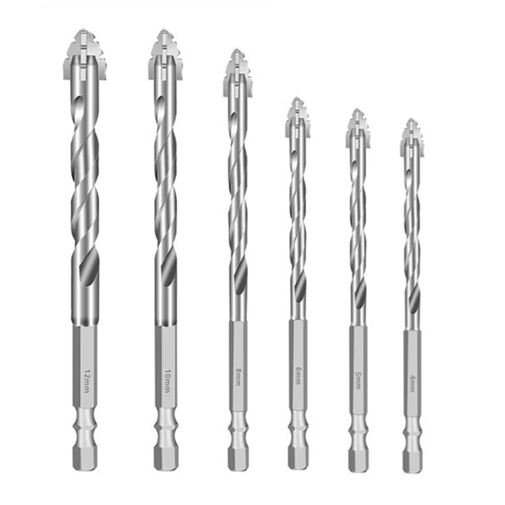 Broca excéntrica de cuatro filos, cabezal oblicuo, juego de brocas para hormigón de alta dureza, juego de brocas de vástago Hexagonal dentada: Blanco