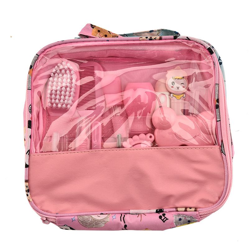 Baby Care Kit Newborn Grooming Tools Set Infant Hygiene Kits Nail Hair Clipper Scissor Comb Trimmer Nose Cleaner Safety Tool: Pink