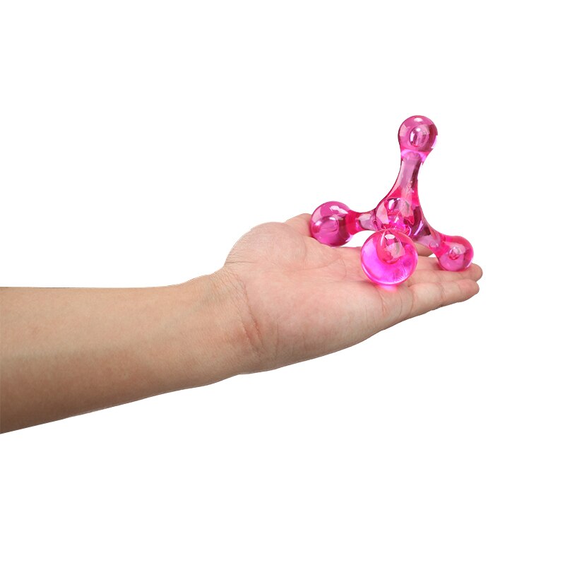 Mini masajeador corporal Manual, cuatro bolas de equilibrio, masajeador portátil de viaje, punto de gatillo, relajación del brazo y la espalda, elimina los edemas, salud: Pink