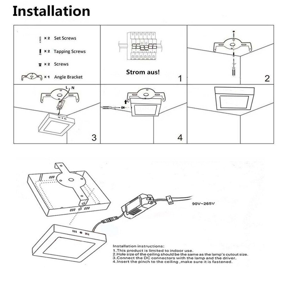 AC85-265V Led Panel Light Ceiling Lamp Surface Mounted Indoor Lighting Down Round/Square Style Lamp with Driver 6W 12W 18W 24W