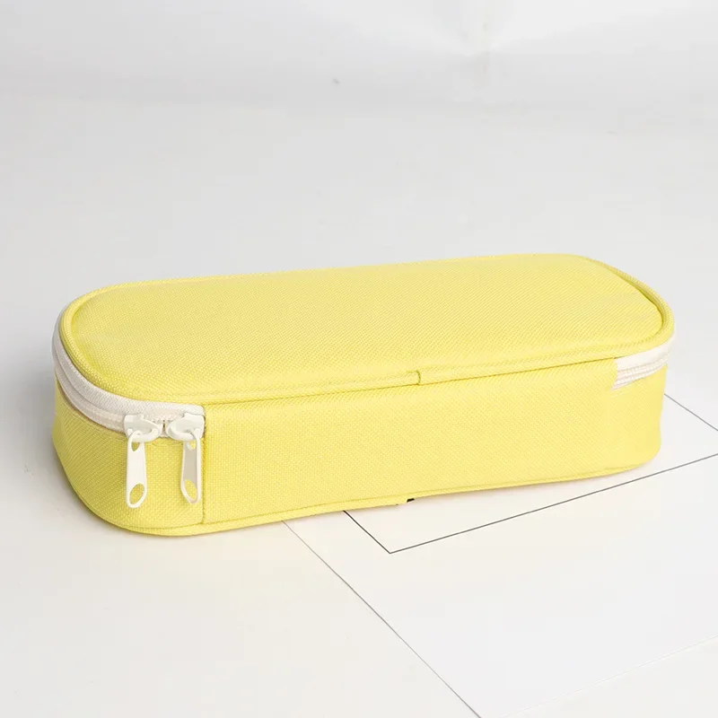 1 stk. enkelhet studentpenal i ensfarget farge, oppbevaringsveske i lerret med høy kapasitet, til skoleting: Gul