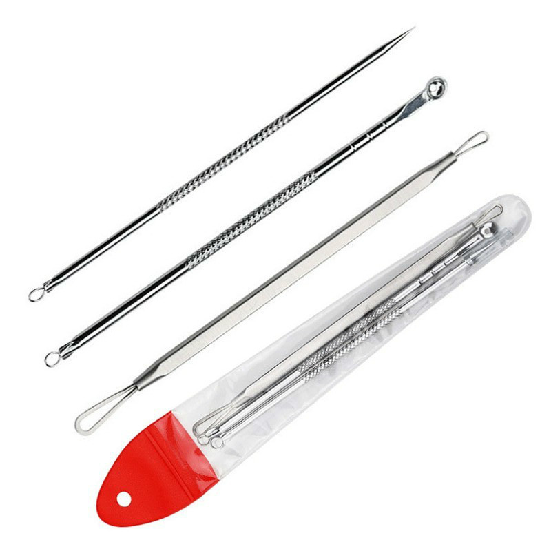 Extracteur de nombril pour points noirs 3 pièces, extracteur de boutons d'acné, extracteur de points noirs sous vide, cuillère pour le visage: HHH 3PCS