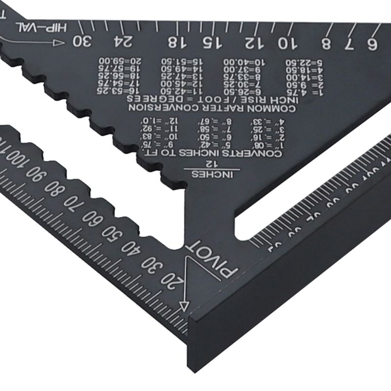 Triangle Ruler 7/12 inch Metric Aluminum Alloy Triangular Measuring Ruler Woodwork Speed Square Triangle Angle Protractor