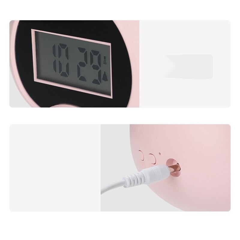 Cute Lighted Antlers Wake Up Digital Alarm Clock for Kids Press Control USB Charge Large Display LED Night Light Clock
