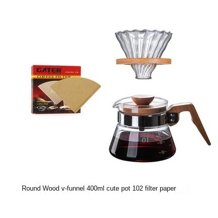 Shxing V60 Driedelige Set Giet Over Koffie Druppelaar Glas Server Koffie Pot Koffie Waterkoker Brouwer Barista Percolator Maker: 400ml hand punch com