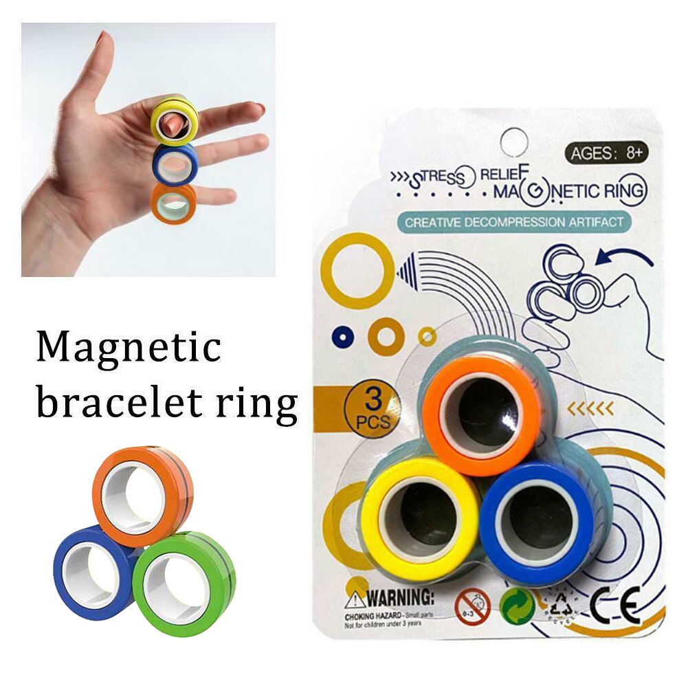 3pz Anello Magnetico Rotante Regalo Alleviare Lo fatica Puntelli Portatile Decomprimere Giocattolo roteare