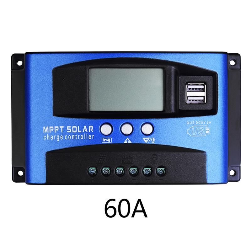 Mppt 30/40/50/60/100a aurinkopaneelin lataussäädin dual usb lcd 24v 12v automaattinen aurinkopaneelin akun lataussäätimen jännitesäädin: 60a