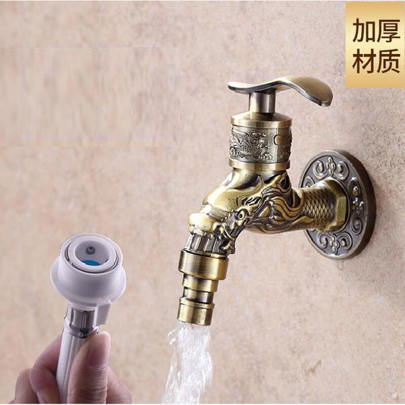 Gesneden Muur Gemonteerde Zinklegering Antiek Kraan Tuin Wastafel Kraan Wasmachine Kraan Decoratie Outdoor Tuin Mop Fauc