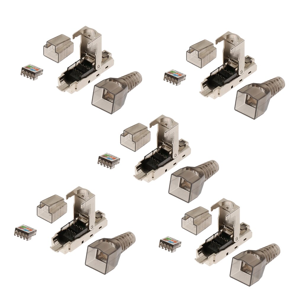 5x CAT6A RJ45 prise de montage sur le terrain connecteur réseau fiches modulaires connecteurs blindés Ethernet prend en charge la puissance sur Ethernet