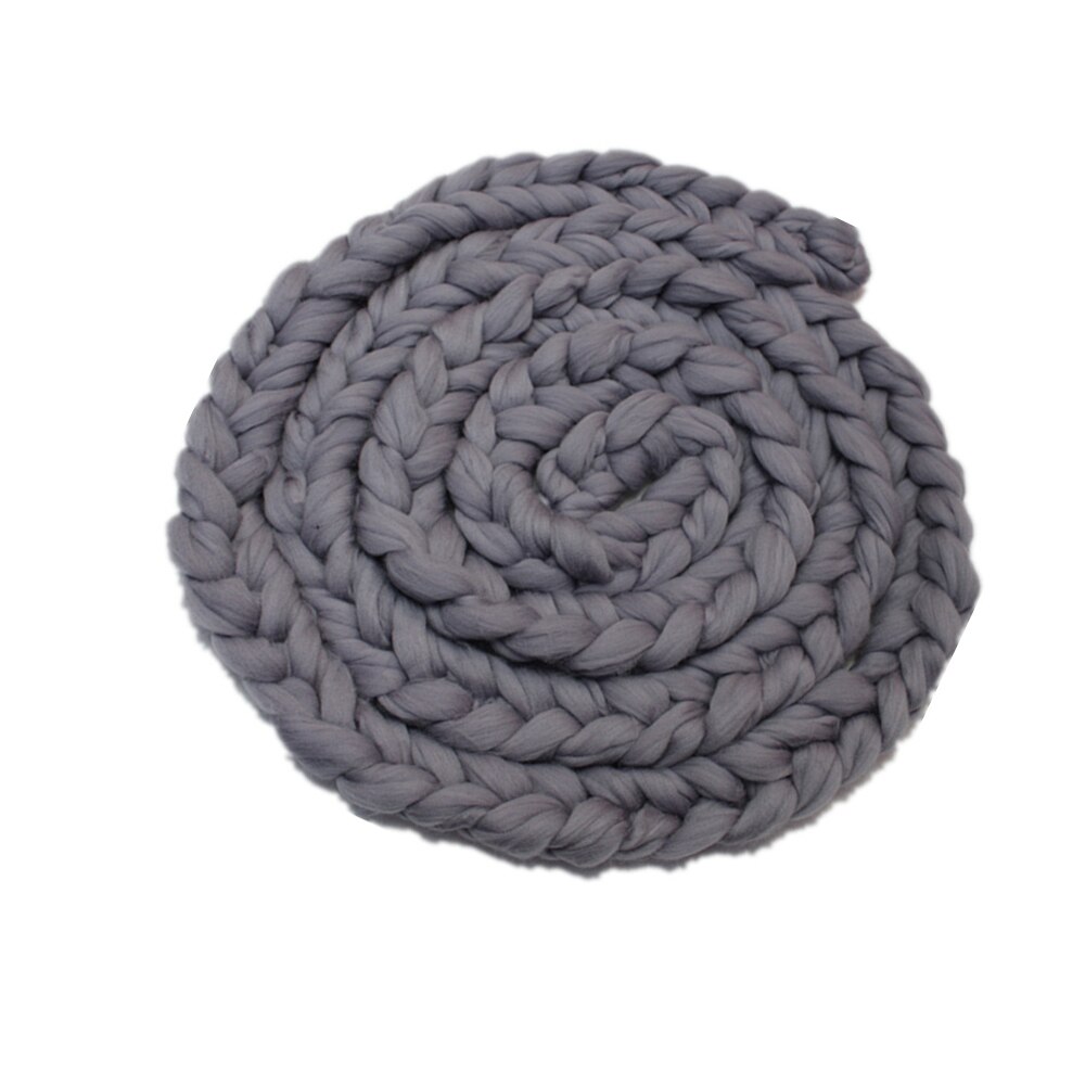Handmade Woven Baby Blankets Wool Crochet Basket Filler Newborn Twisted Braid Photography Props Chunky Knit Blanket: Dark Grey