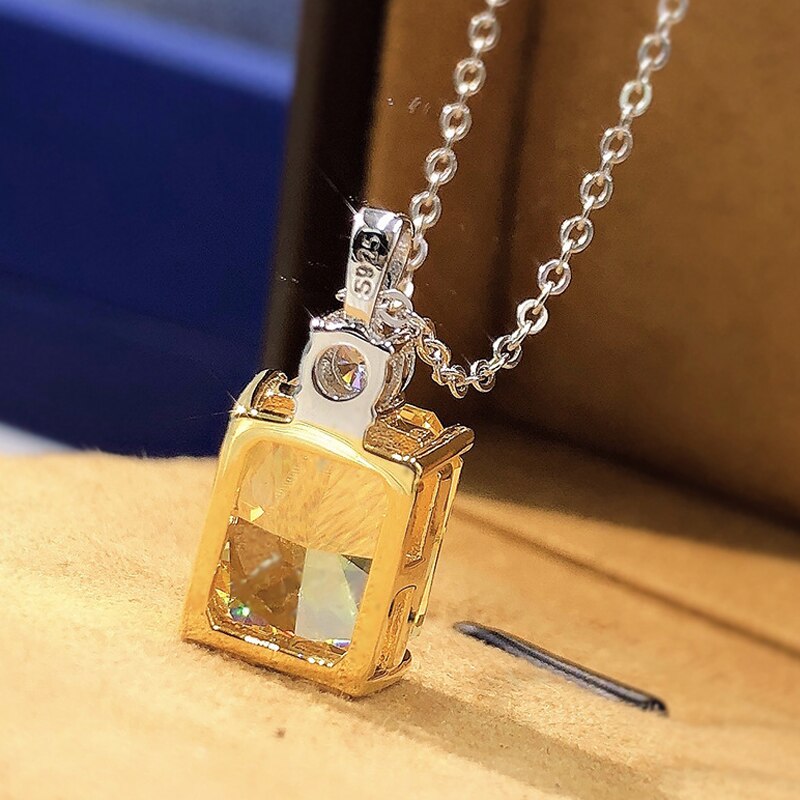 OEVAS 100% argento Sterling 925 10*12mm giallo ad alto tenore di carbonio ciondolo collana per le donne festa di nozze regali di gioielleria raffinata
