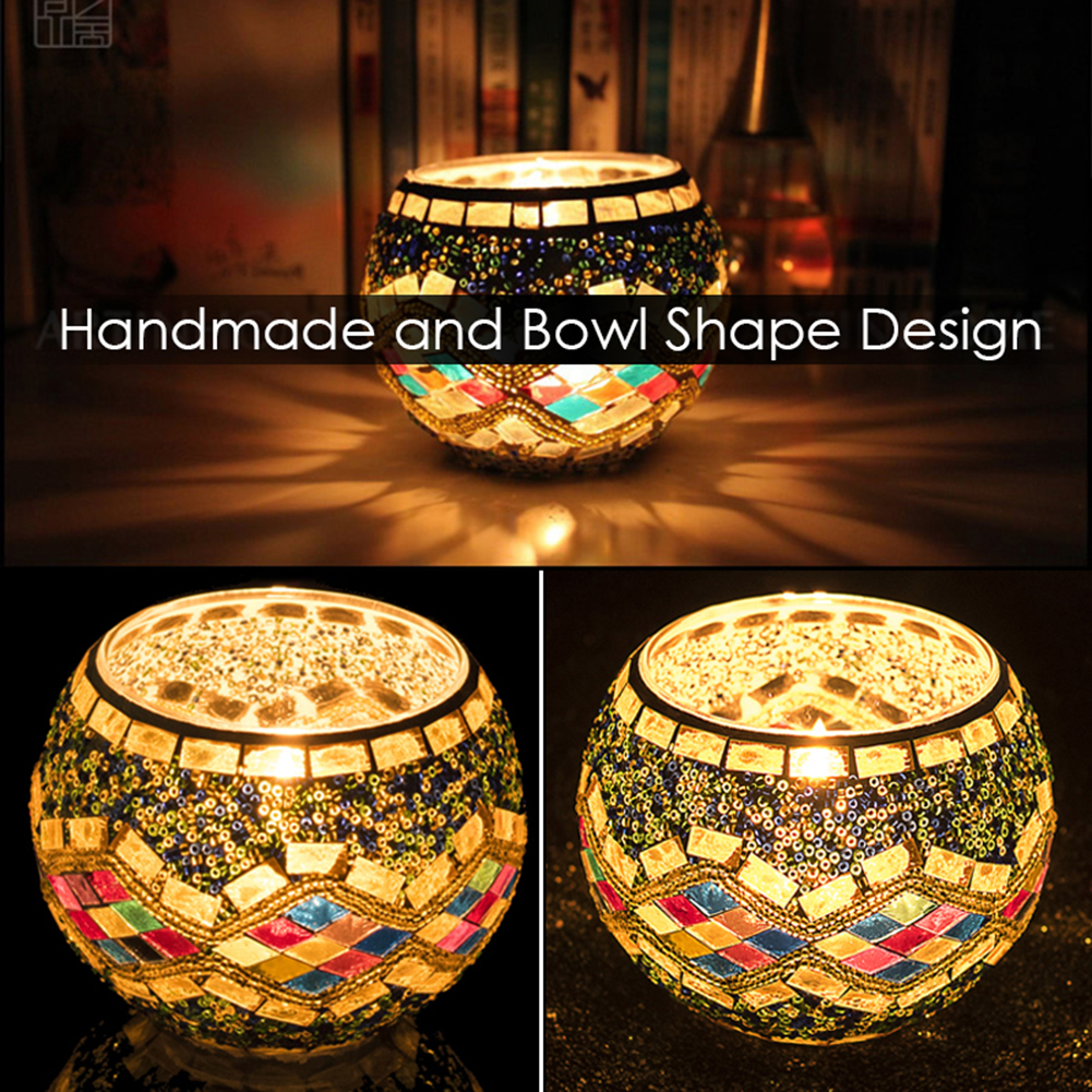 Candelabro de mosaico de vidrio, candelabro de mosaico, candelabro de vela para cena, decoración de boda, accesorio para adornos de y vacaciones