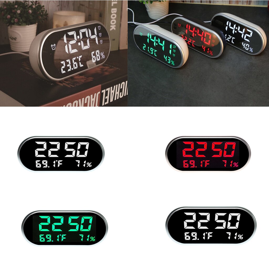 Day Clock Digital Clock LED Alarm Clock Calendar Thermometer Thermometer Weather Station USB Power Supply