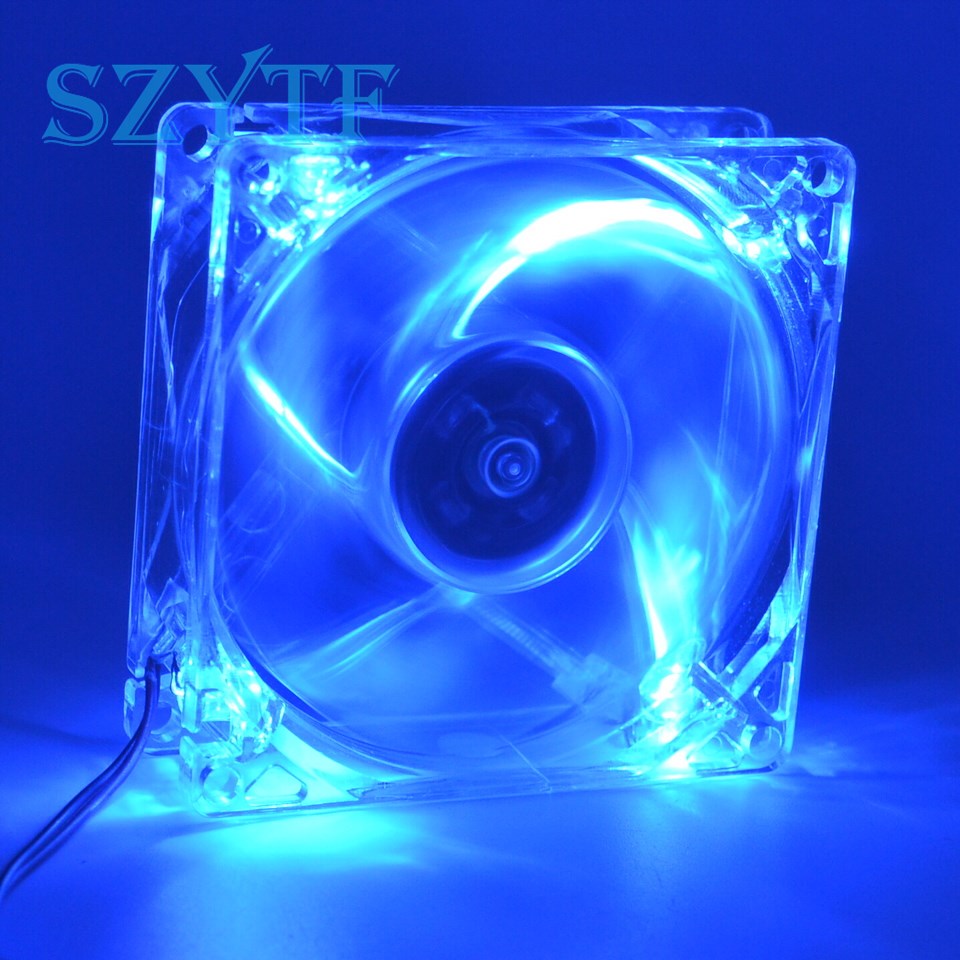 PC Computer Fan Case Cooling Fan Unit Fan 8025 8cm With Blue LED Lights Chassis Fan 80X80X25