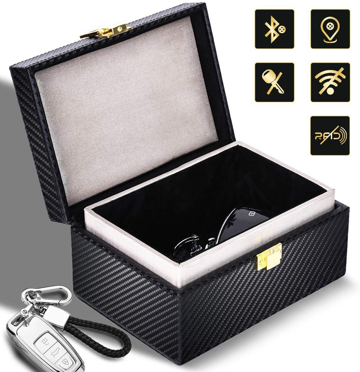 Car Key Signal Blocker Box, Faraday Box for Car Keys,for Keyless Entry, RFID Phone Signal Blocking Case and Signal Blocker Pouch