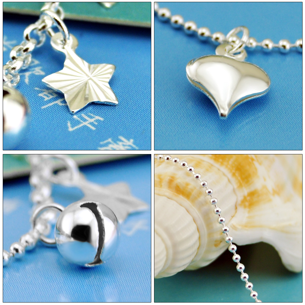 Leuke Bell Heart Enkelbanden 100% 925 Sterling Zilver Vrouwen Zomer Strand Barefoot Sandalen Armband Op De Been Voet Sieraden