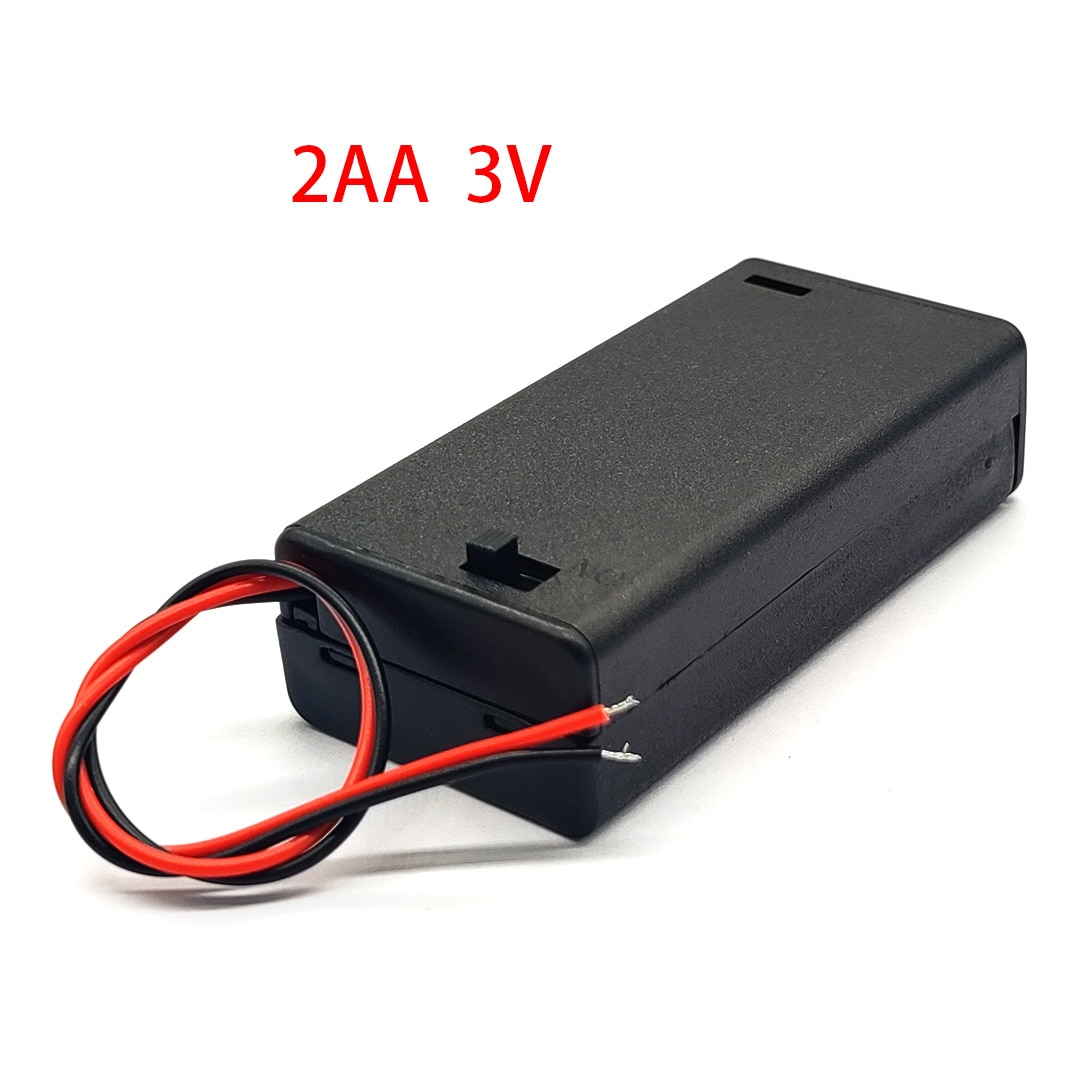 2 AA 3V Battery Case Holder Box Base Socket With Wires,Switch and Cover, Battery Holder 2 X 1.5V