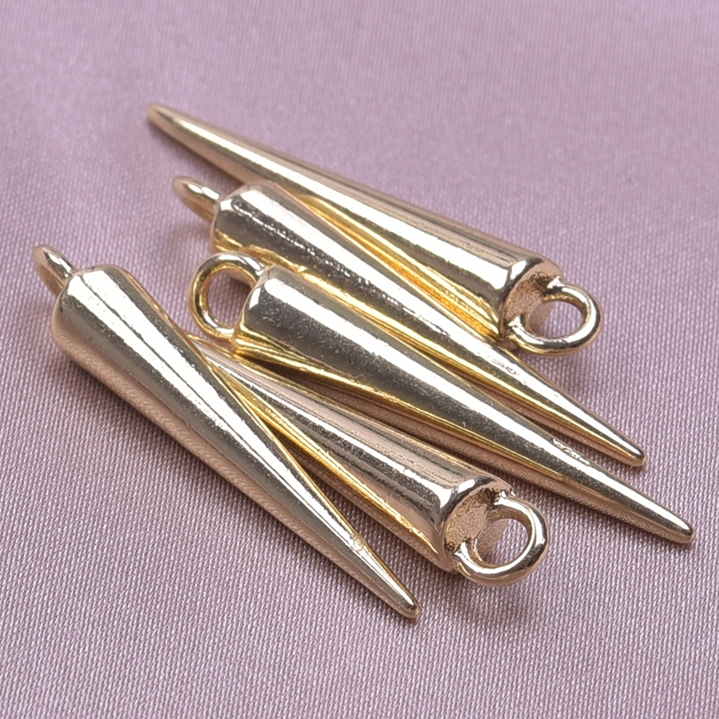 20 piezas de dijes de cono de punta larga Punk gótico para hacer pendientes, suministros de Metal, Color plateado/dorado, accesorios DIY de personalidad a granel