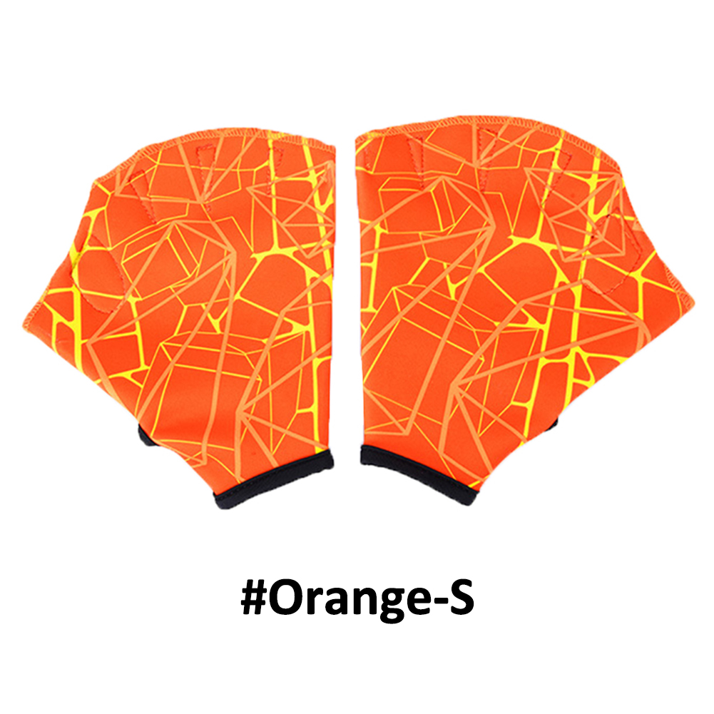1 Pair Swimming Hand Finger Fin Learning Swimming Pool Accessory Finger Wear Flippers Training Diving Gloves Swim Pool Paddles: Orange S