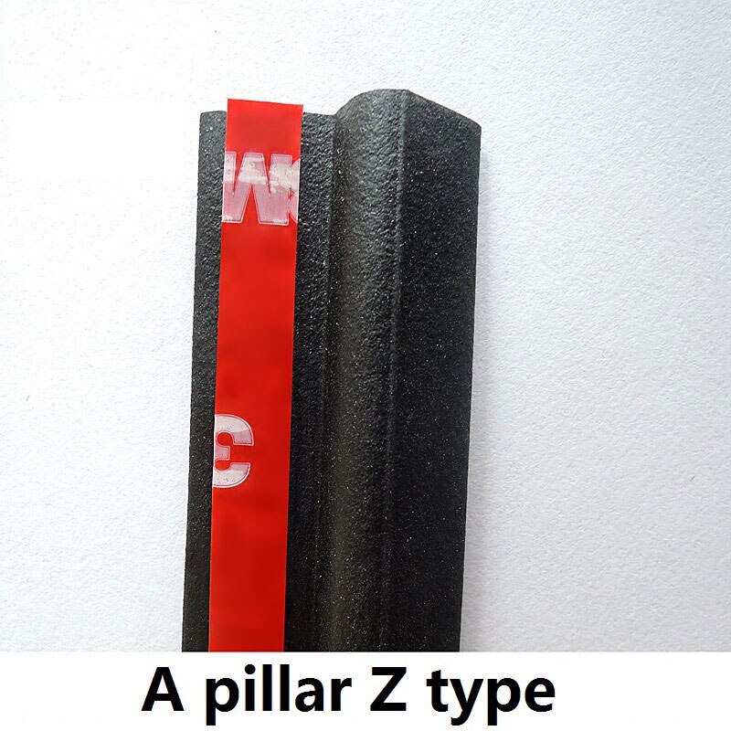 2 metros Z tipo 3M adhesivo sello de goma del coche relleno adhesivo de alta densidad tira de sellado para puerta de coche aislamiento de ruido accesorios de coche: A pillar