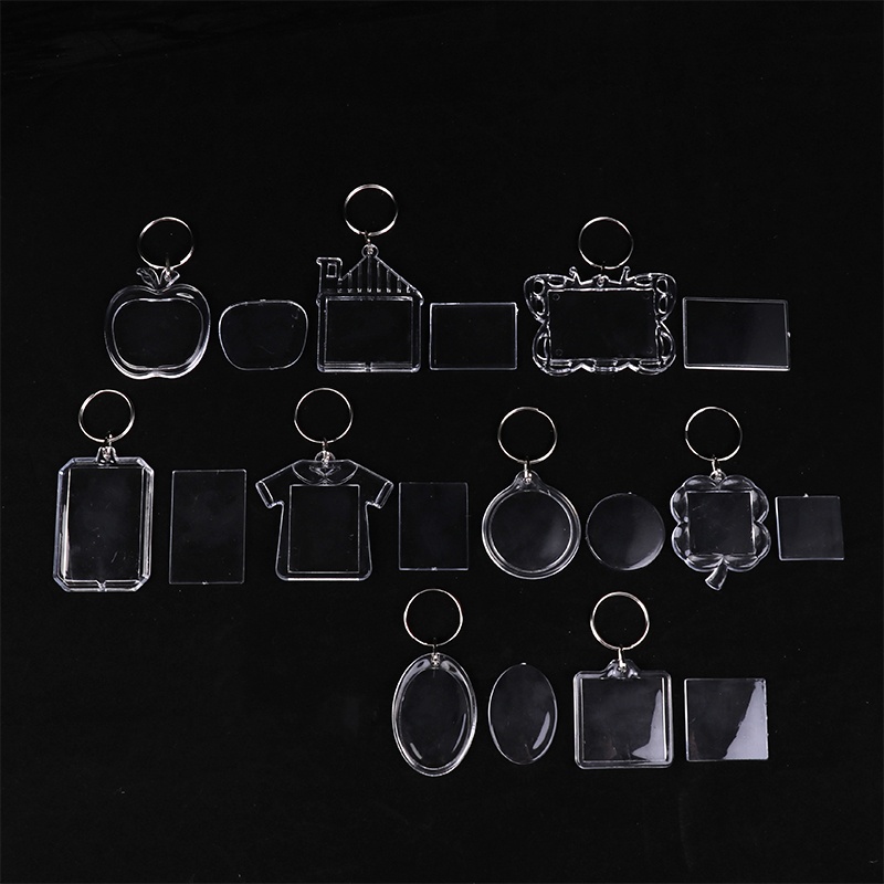 5pcs Blank Photo Frame Keychain Clear Acrylic Keyring Insert Photo Split Key Pendant DIY Key Holder Couple Anniversary