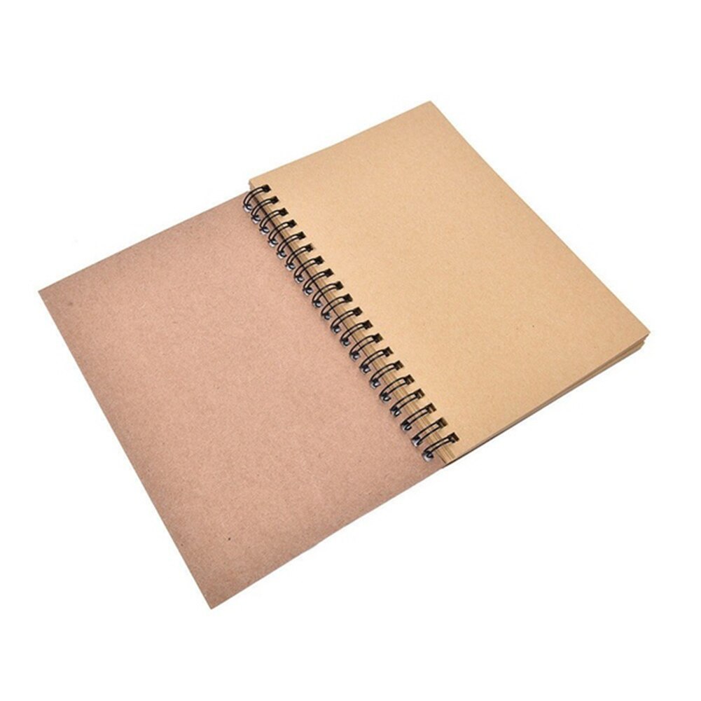 Retro Spiral Bound Coil Sketch Book Blank Paper Art Graffiti Notebook Stationery: Kraft  kraft paper