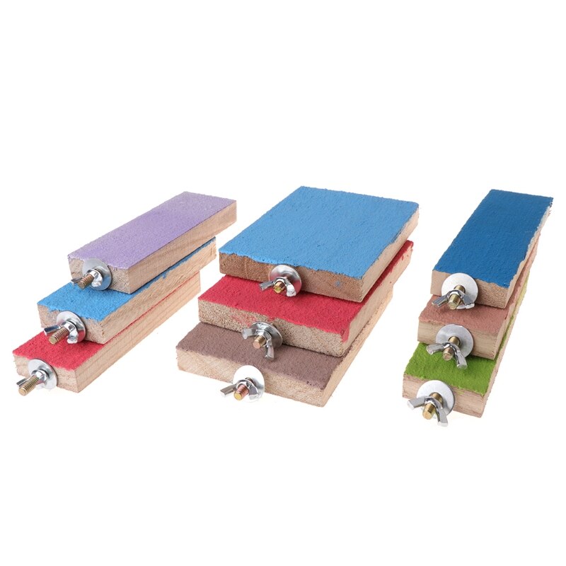 Soporte de percha para loro, plataforma de soporte, muela de madera colorida, juguetes para periquito