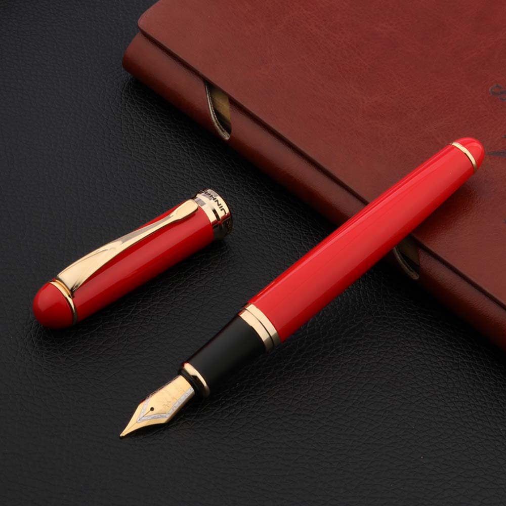 jinhao 750 Fountain Pen chinese red golden elegante fude calligraphy pen Business Office school supplies Writing