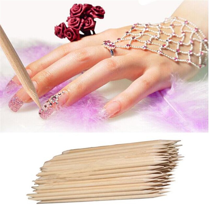 5 stuks nagelkunst oranje houten stokjes voor nagelkunst nagelriemduwer remover pedicure manicure tool mooi