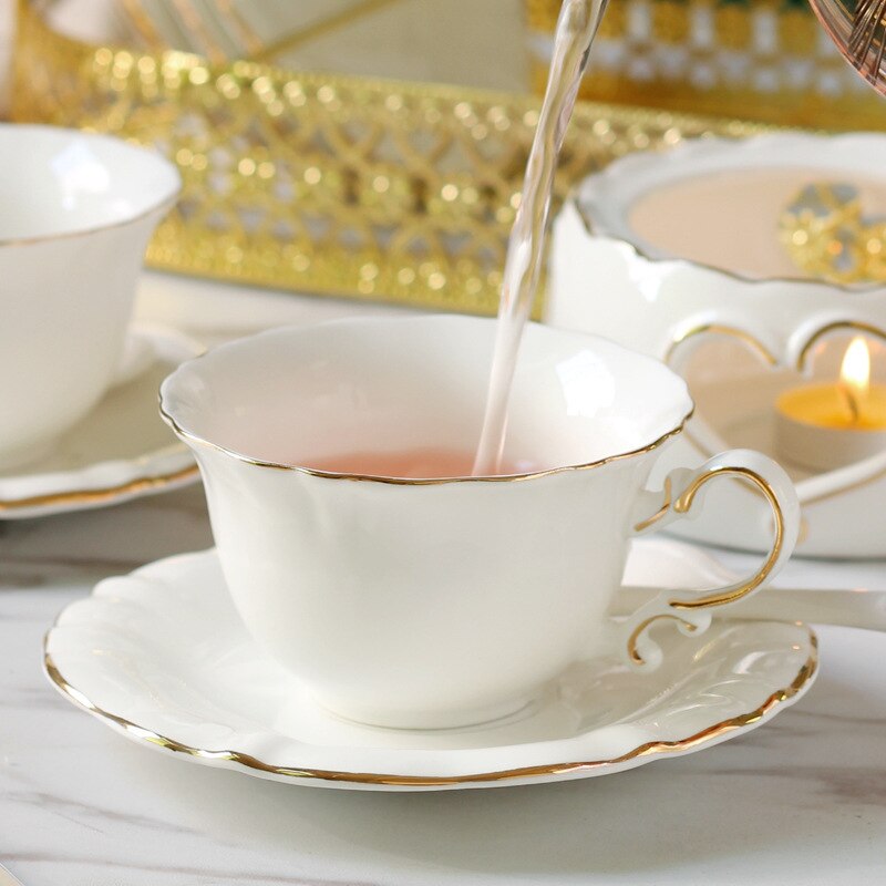Classic Porcelain Cup and Saucer Ceramics Simple Tea Sets Modern Kitchen Coffee Cups Tazas Para Cafe Kitchenware YC50